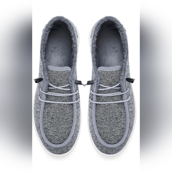 Casual Lightweight Grey Loafers with Fur Lining - Picture 2 of 4